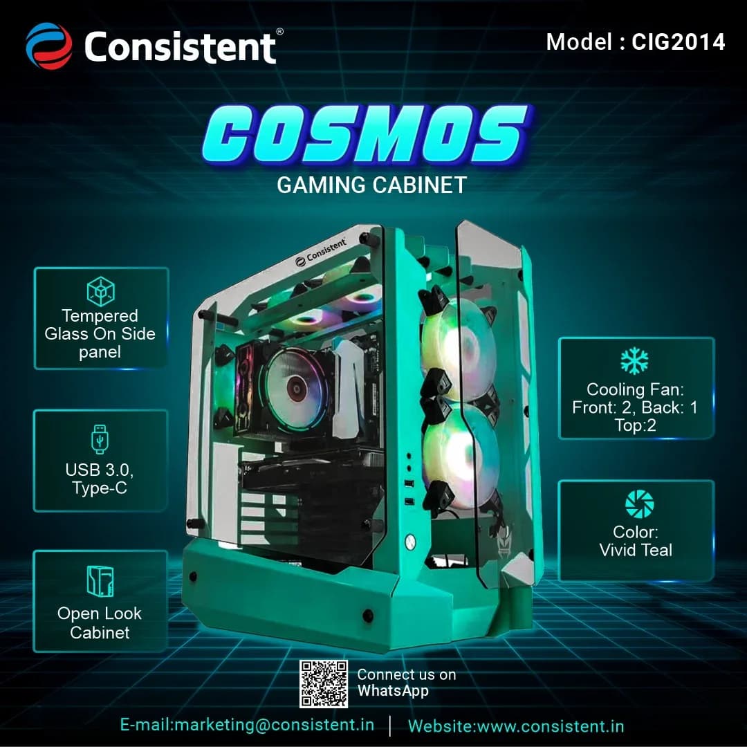 Consistent Cosmos Gaming Cabinet 2014 | Support : Micro ATX/Mini-ITX | USB 3.0 Type-C | Tempered Glass on Side & Front Panel — image 1