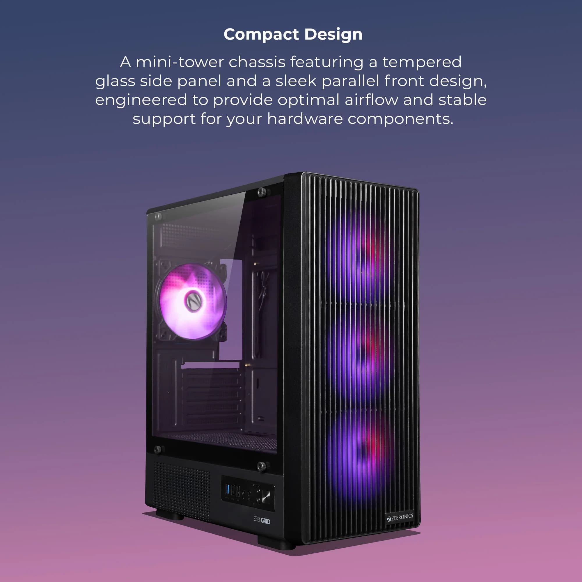 ZEBRONICS Zeb Grid mATX Cabinet — image 1