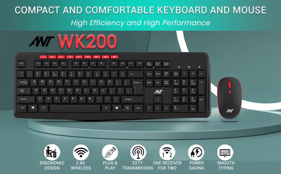 Ant Esports ANT WK200 Nano Wireless Membrane keyboard Combo Black