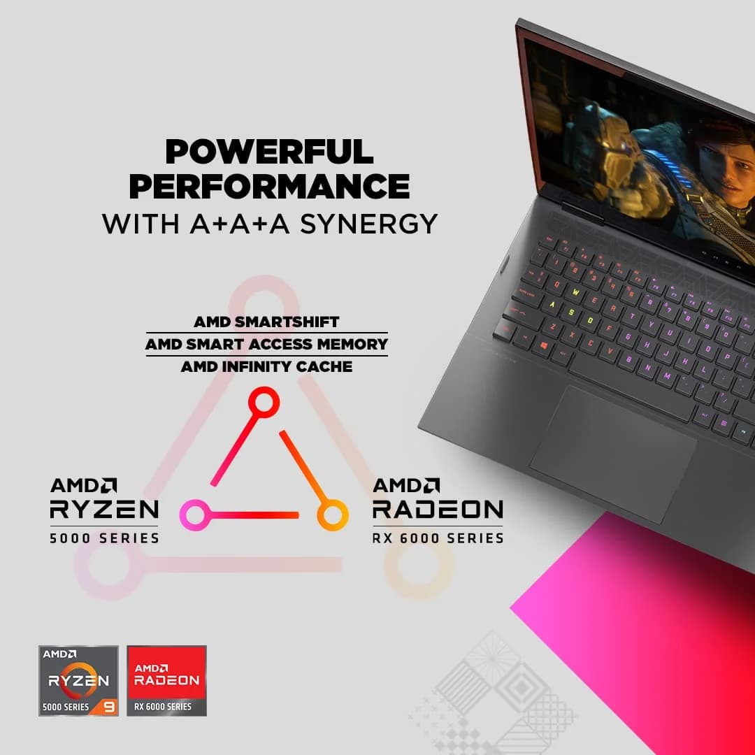 HP Omen 16-C0141Ax AMD Ryzen 9 16.1 Inches Micro-Edge IPS Anti-Glare Qhd Gaming Laptop (16Gb Ram/1Tb Ssd/300 Nits/Rx 6600M 8 Gb Graphics/B&O Audio/Backlit Keyboard/Windows 11 Home/Ms Office), 16-C0141Ax, Silver