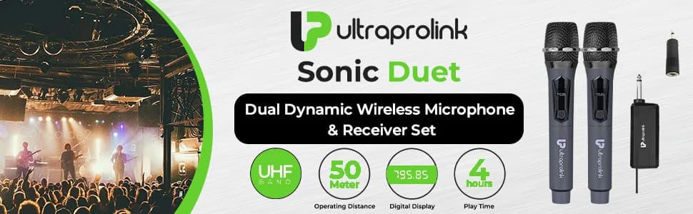 ULTRAPROLINK Sonic Duet Dual Dynamic Wireless Microphone & Receiver Set — image 1