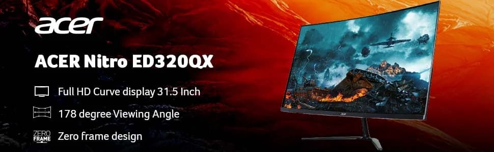 Acer ED320Q X2 31.5 Inch Full HD 1500R Curved VA Panel Gaming Backlit LED LCD Monitor — image 1