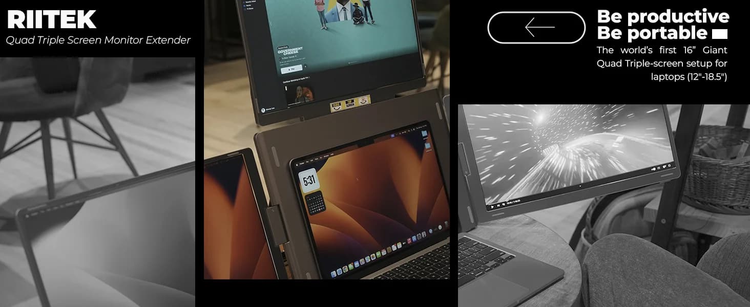 RIITEK 16" Quad Monitor Laptop Screen Extender — image 1