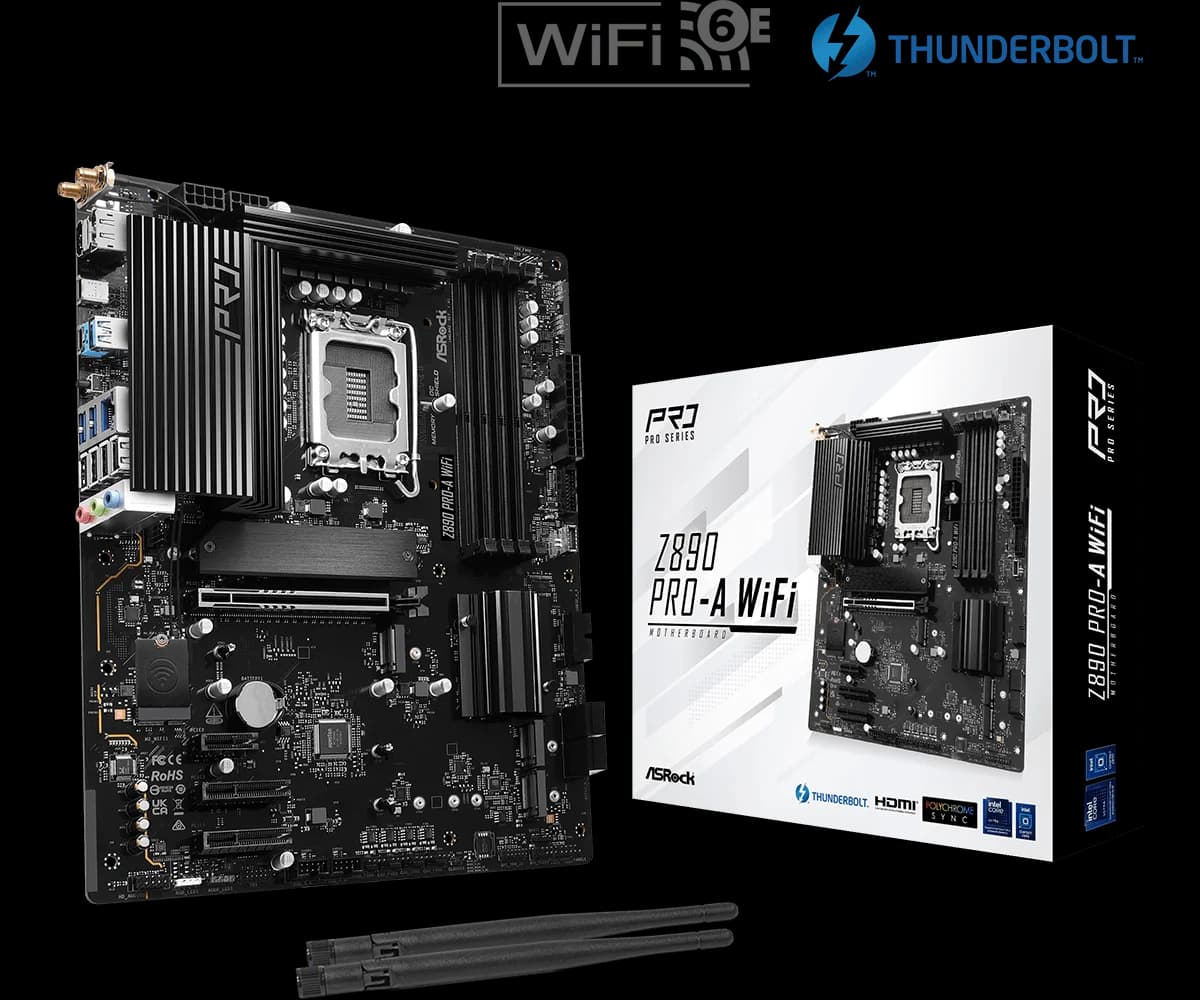 ASRock Z890 Pro-A WiFi 6E Intel Core Ultra DDR5 LGA1851 ATX Motherboard — image 1