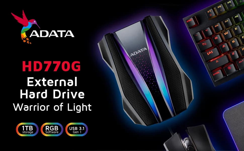 ADATA HD770G 2TB 3.5 inch SATA III RGB External Hard Drive/HDD — image 1