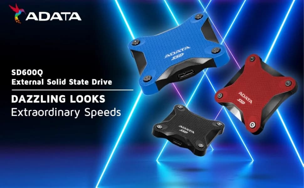 ADATA SD600Q 240GB PS5 Portable External SSD Solid State Drive - Red — image 1