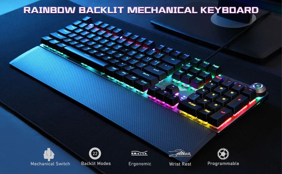 AULA F2058 Wired Mechanical Gaming Keyboard - Black — image 1