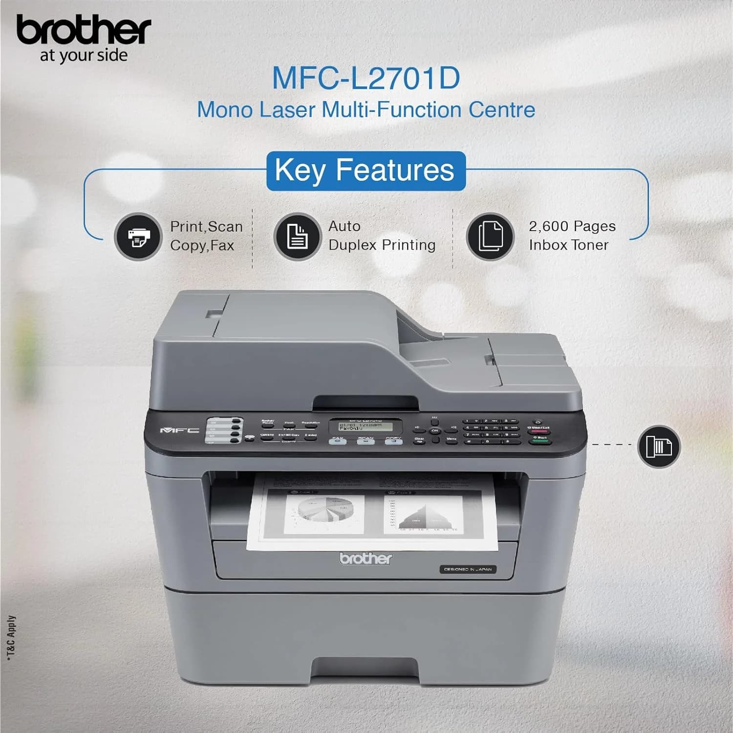 Brother MFC-L2701D 5-in-1 Monochrome Laser Multi-Function Centre — image 1
