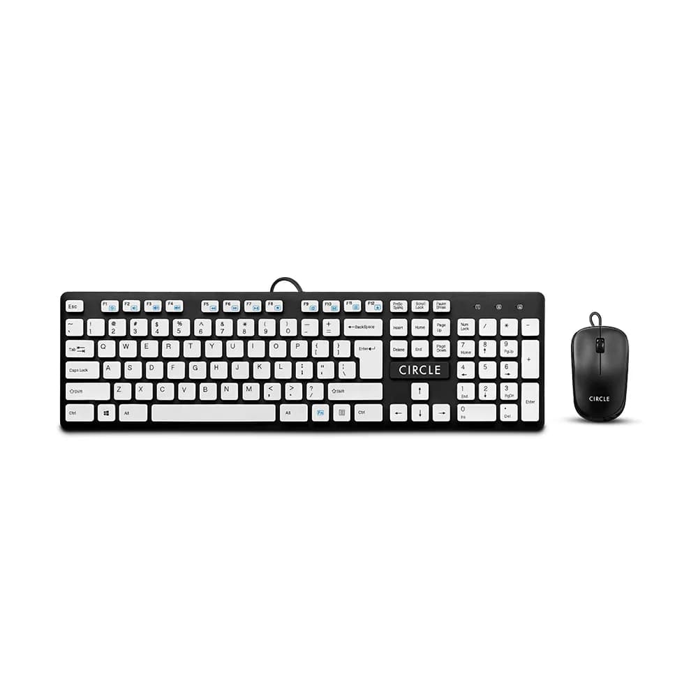 Circle C43 Slim Multimedia Wired Keyboard & Mouse Combo - White — image 1