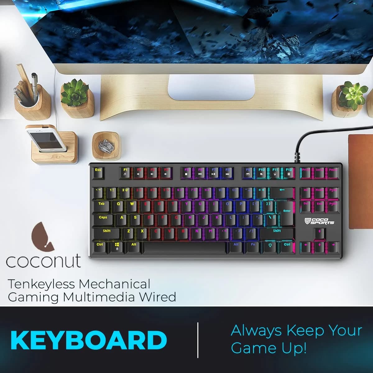 Coconut K12 Orion Tenkeyless Mechanical Gaming Keyboard Blue Switches — image 1