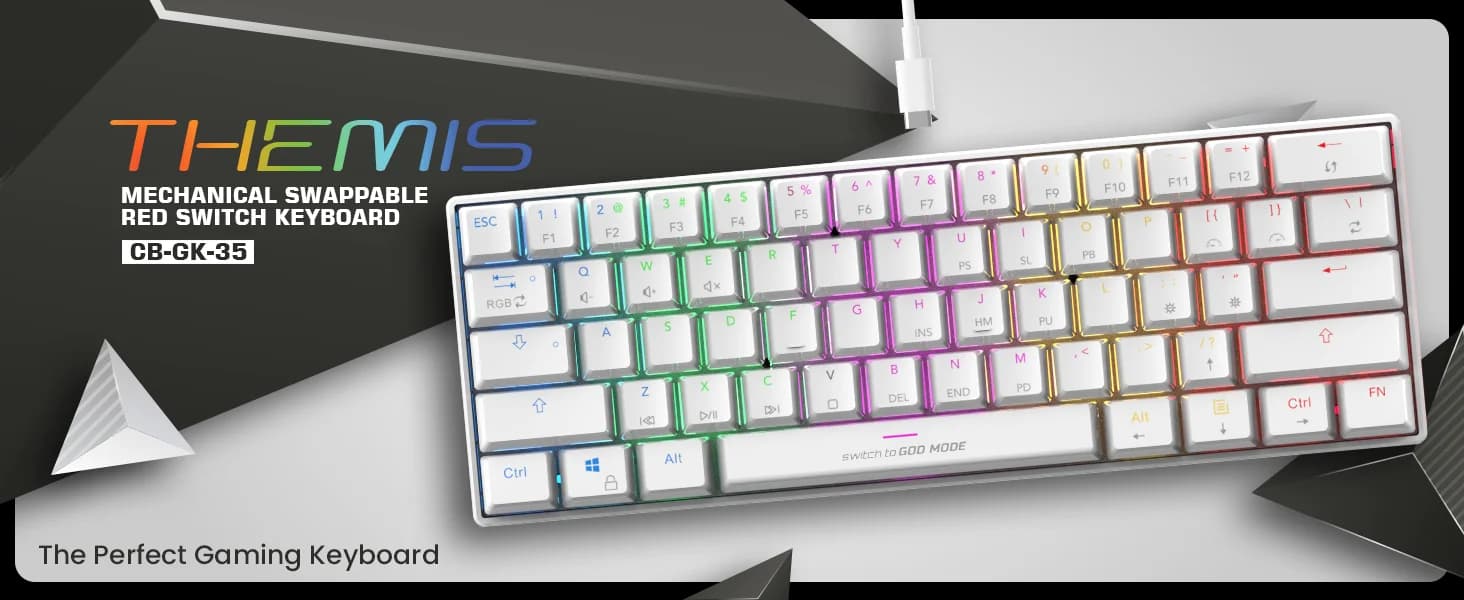 Cosmic Byte CB-GK-35 Themis 61 Keys RGB Mechanical Gaming Keyboard White — image 1