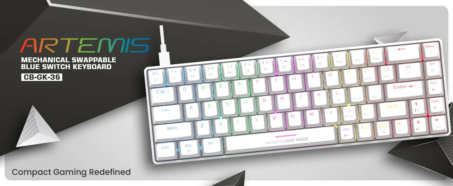 Cosmic Byte CB-GK-36 Artemis 68Key Wired Mechanical Keyboard with Outemu Swappable Blue Switches (White) — image 1