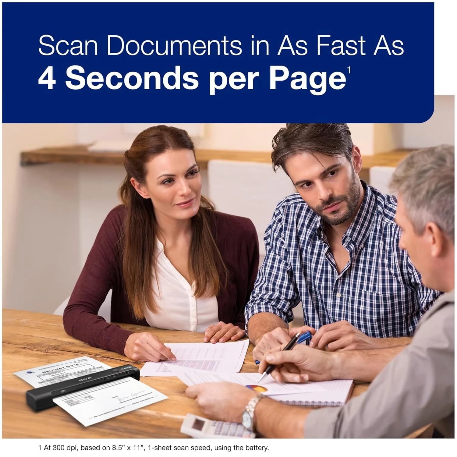 Epson WorkForce ES-60W Wi-Fi Portable Sheetfed Document Scanner — image 1