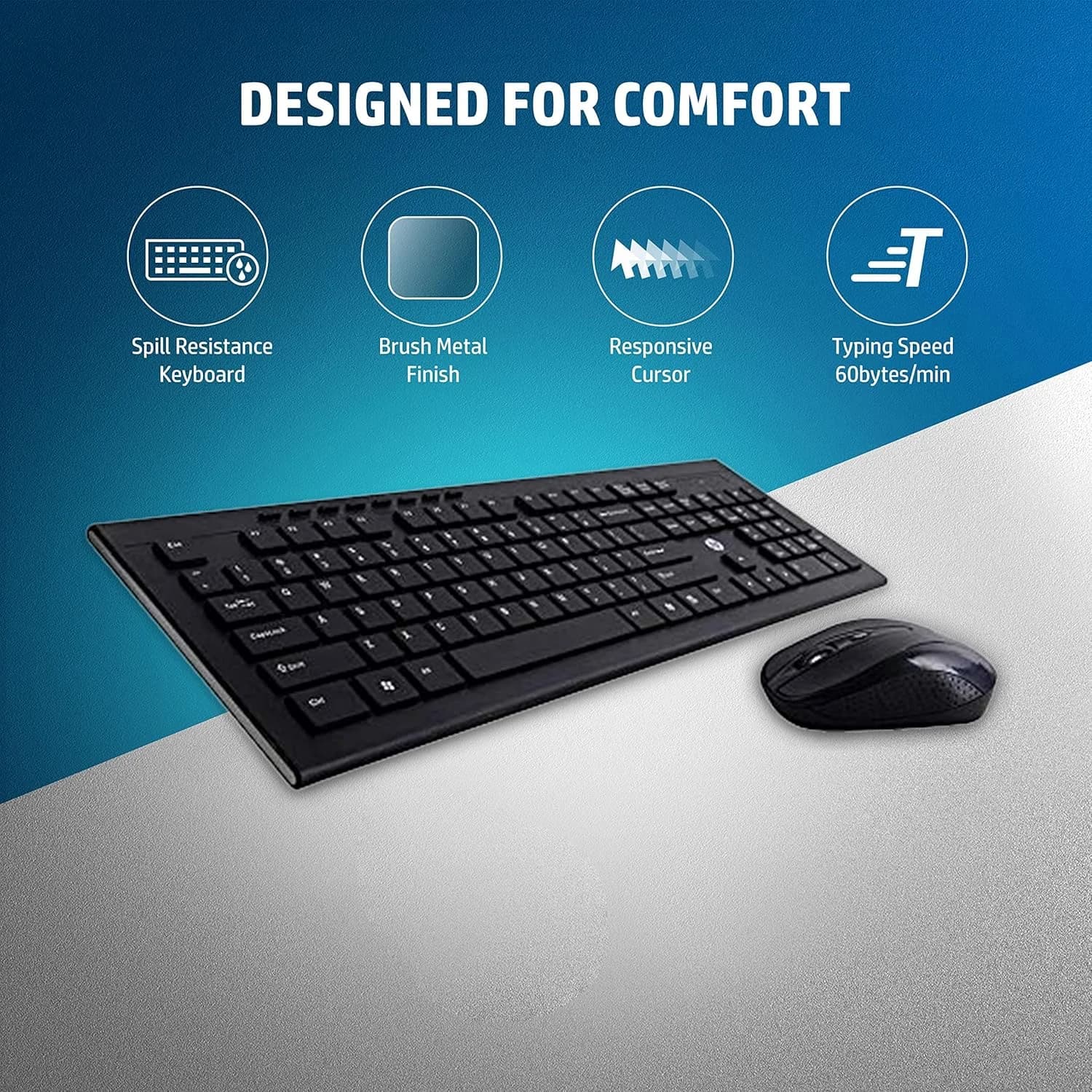 HP USB Wireless Spill Resistance Keyboard and Mouse Set with 10m Working Range 2.4G Wireless Technology / 3 Years Warranty (4SC12PA), Black — image 1