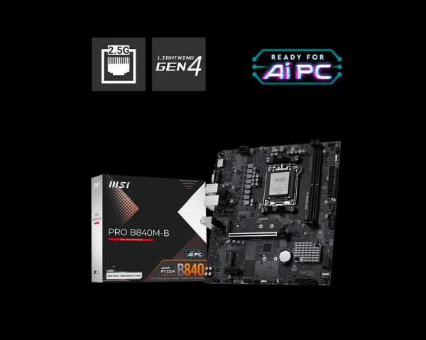 MSI PRO B840M-B m-ATX AMD Motherboard — image 1