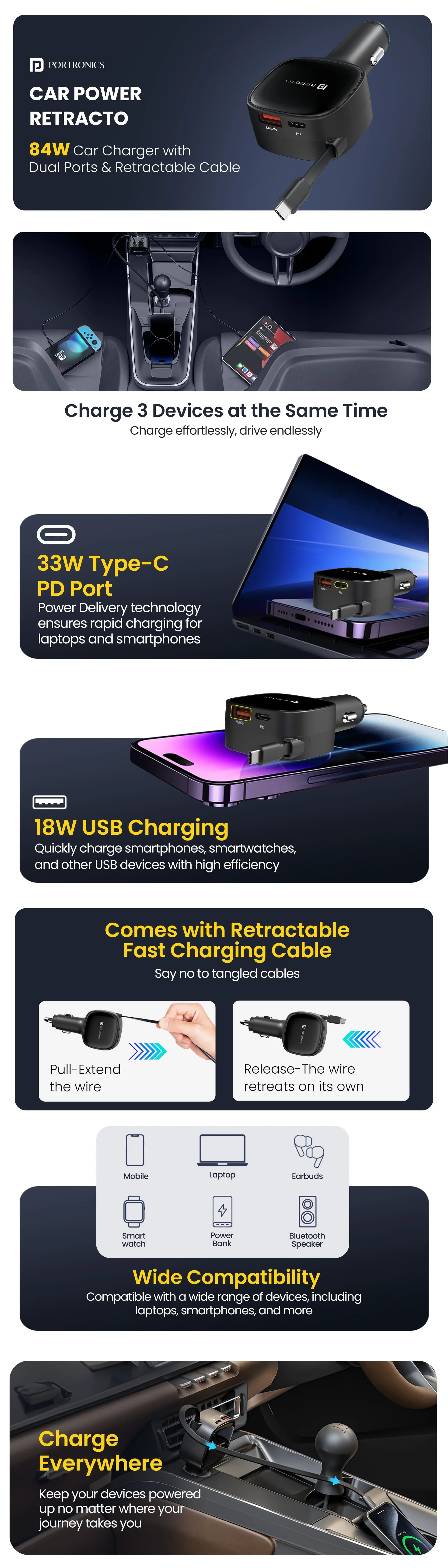 Portronics Car Power Retracto — image 1