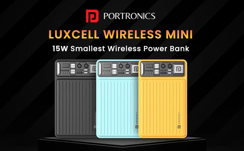 Portronics Luxcell Wireless Mini 10k 10000mAh 15W Magnetic Wireless Fast Charging Nano Power Bank (Black) — image 1