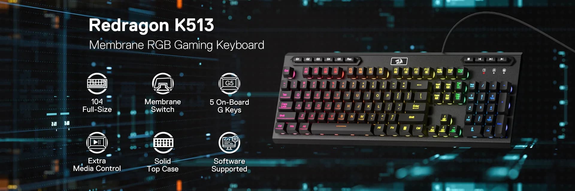 Redragon K513 Aditya Gaming Membrane Keyboard — image 1