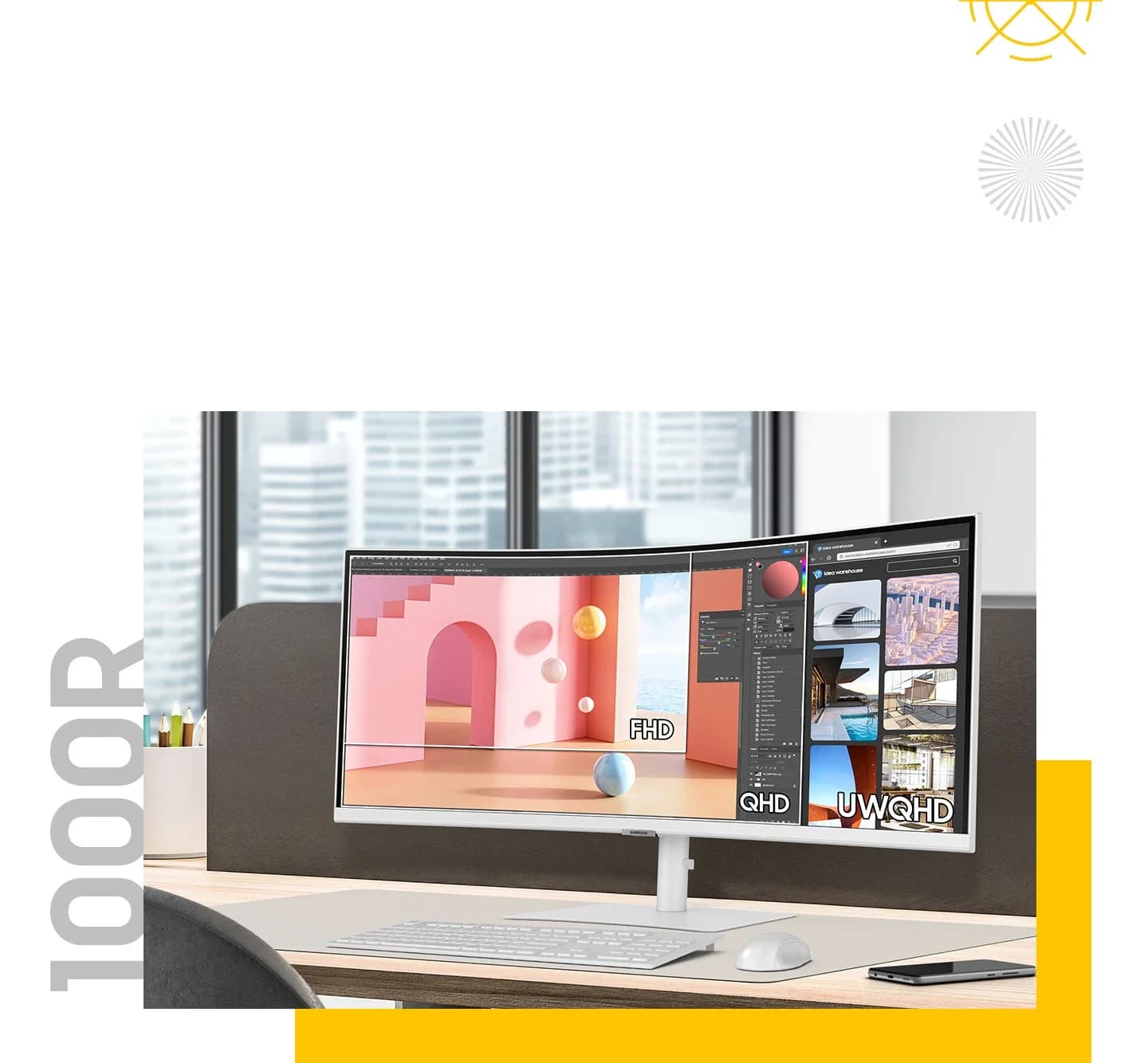 Samsung LS34C650TAWXXL 2K 34 Inch 100Hz 3440 x 1440 Resolution 5ms Ultra Smart Gaming Monitor — image 1