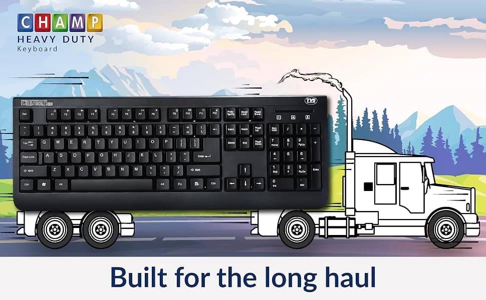 TVS ELECTRONICS Champ Heavy Duty Membrane Wired Keyboard | Array of 104 Keys |Multimedia Functions|Membrane Keys| Compatible|Smooth Handling|Lightweight|Plug|SND Play USB Connectio |Sculpted Key Cap — image 1