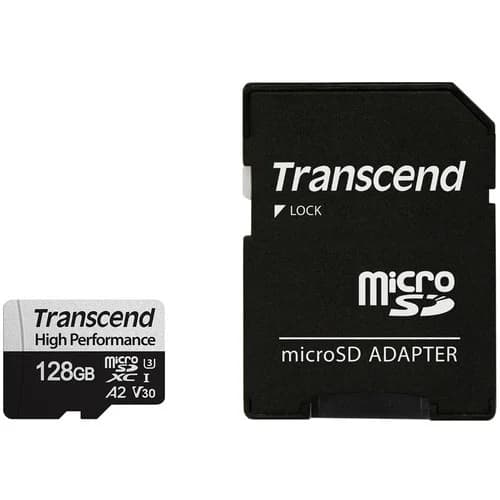 Transcend 128GB 330S UHS-I microSDXC Memory Card with SD Adapter — image 1