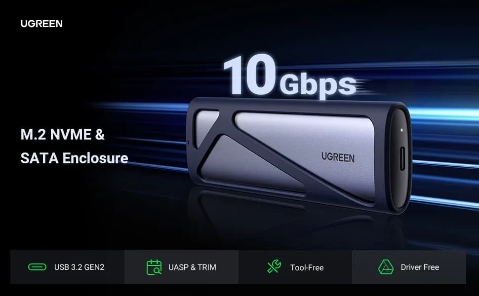 Ugreen 10Gbps M.2 NVMe SATA Enclosure — image 1