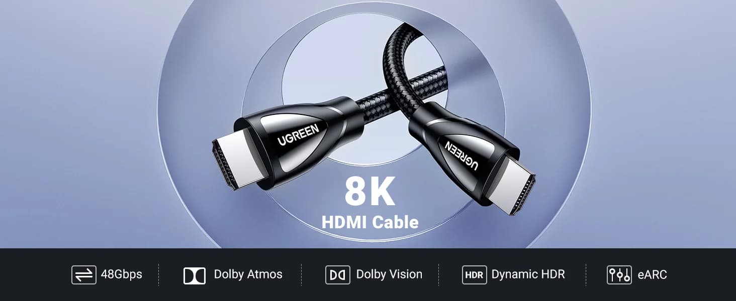 Ugreen 8K@60Hz 4K@120Hz 48Gbps High Speed HDMI 2.1 evolved cotton braided Cable — image 1