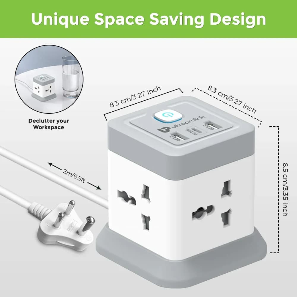 UltraProlink Power Qube Desktop Surge Protector with QC3.0 & 20W Power Delivery Port UM1050U — image 1