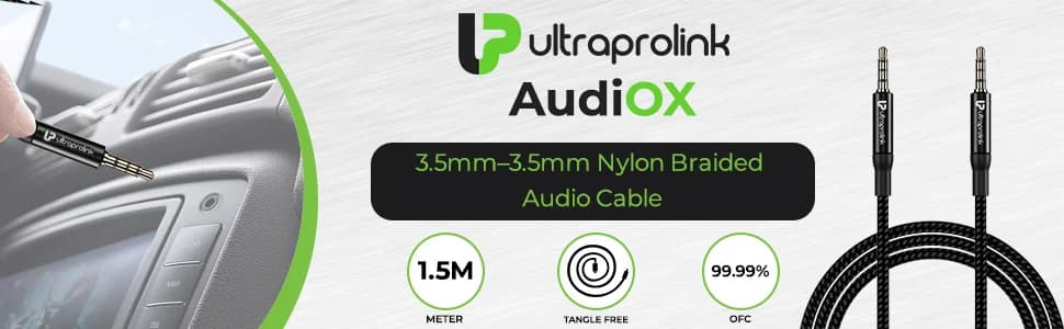 Ultraprolink AudioOX 3.5mm–3.5mm Nylon Braided Audio Cable 1.5m — image 1