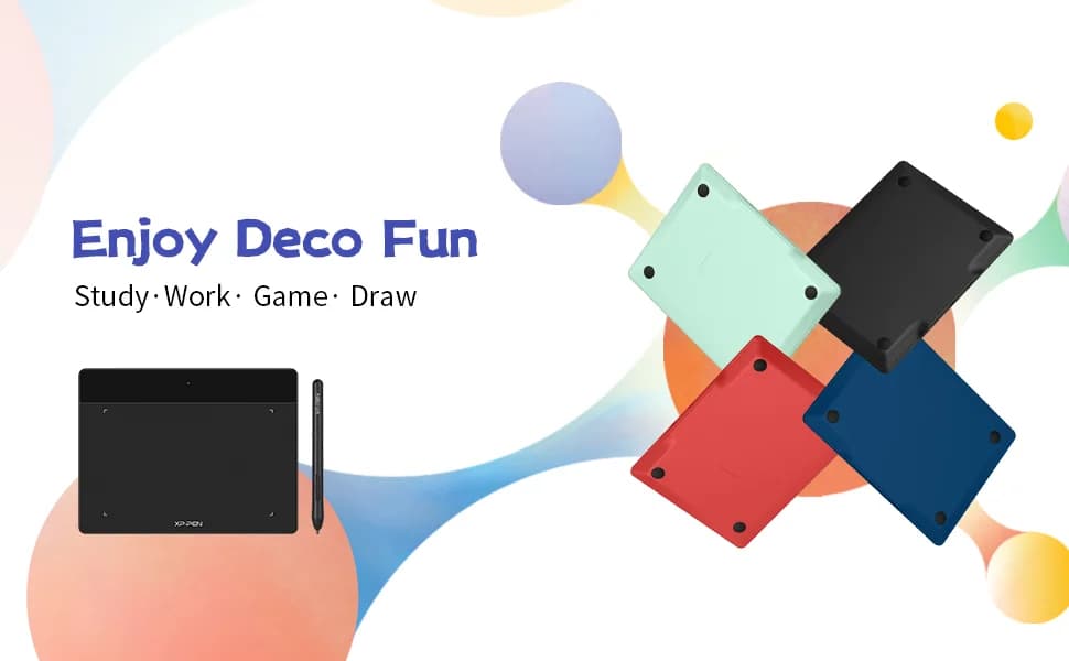 XP-Pen Deco Fun L Blue Graphics Tablet 10 x 6.27 Inch Pen Tablet with 8192 Levels Pressure Sensitivity Battery-Free Stylus, 60 Degrees of tilt Action and Android Support — image 1