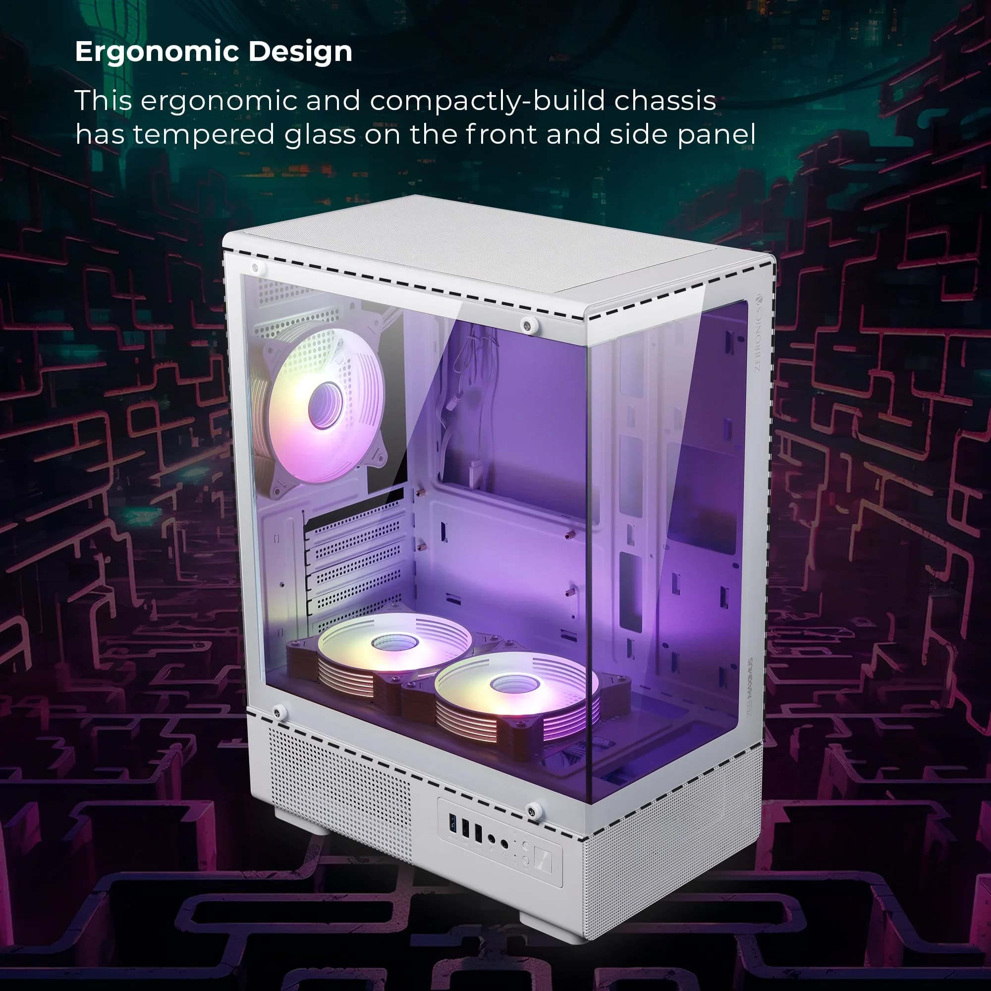 ZEBRONICS Maximus Gaming Mid Tower Cabinet - White — image 1