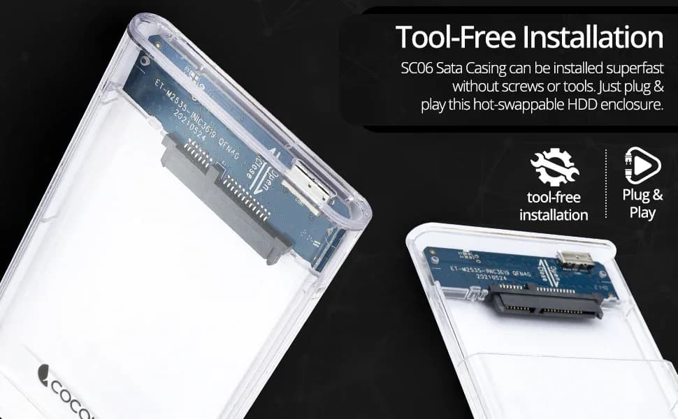 Coconut SC06 2.5" SSD/HDD USB 2.0 Transparent Sata Casing — image 1