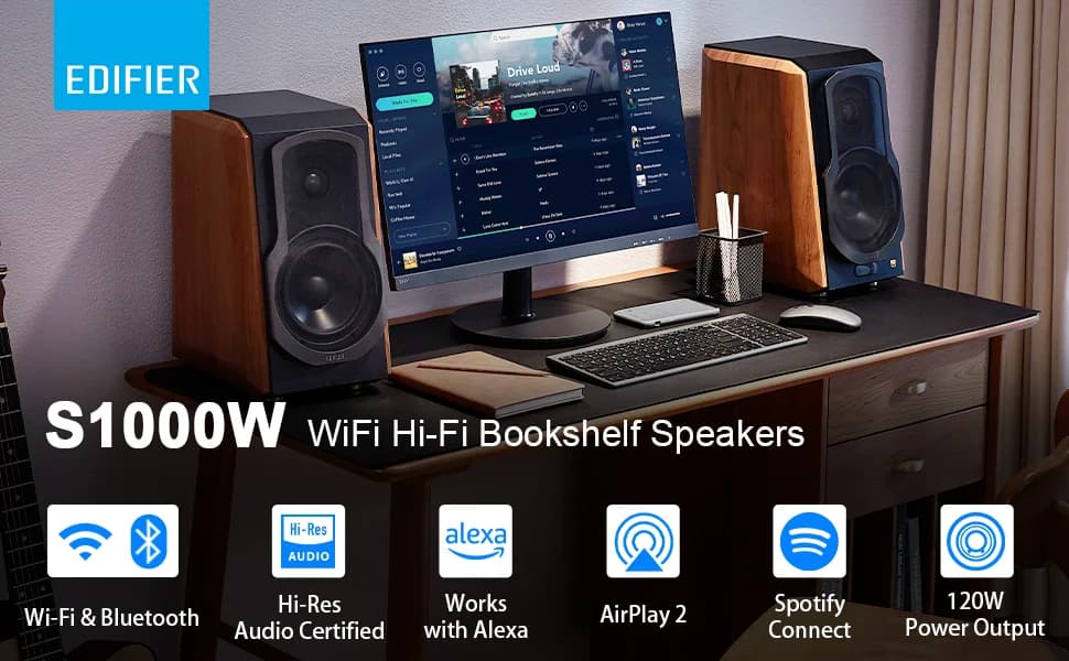 Edifier S1000W WiFi Active Bookshelf Speakers — image 1