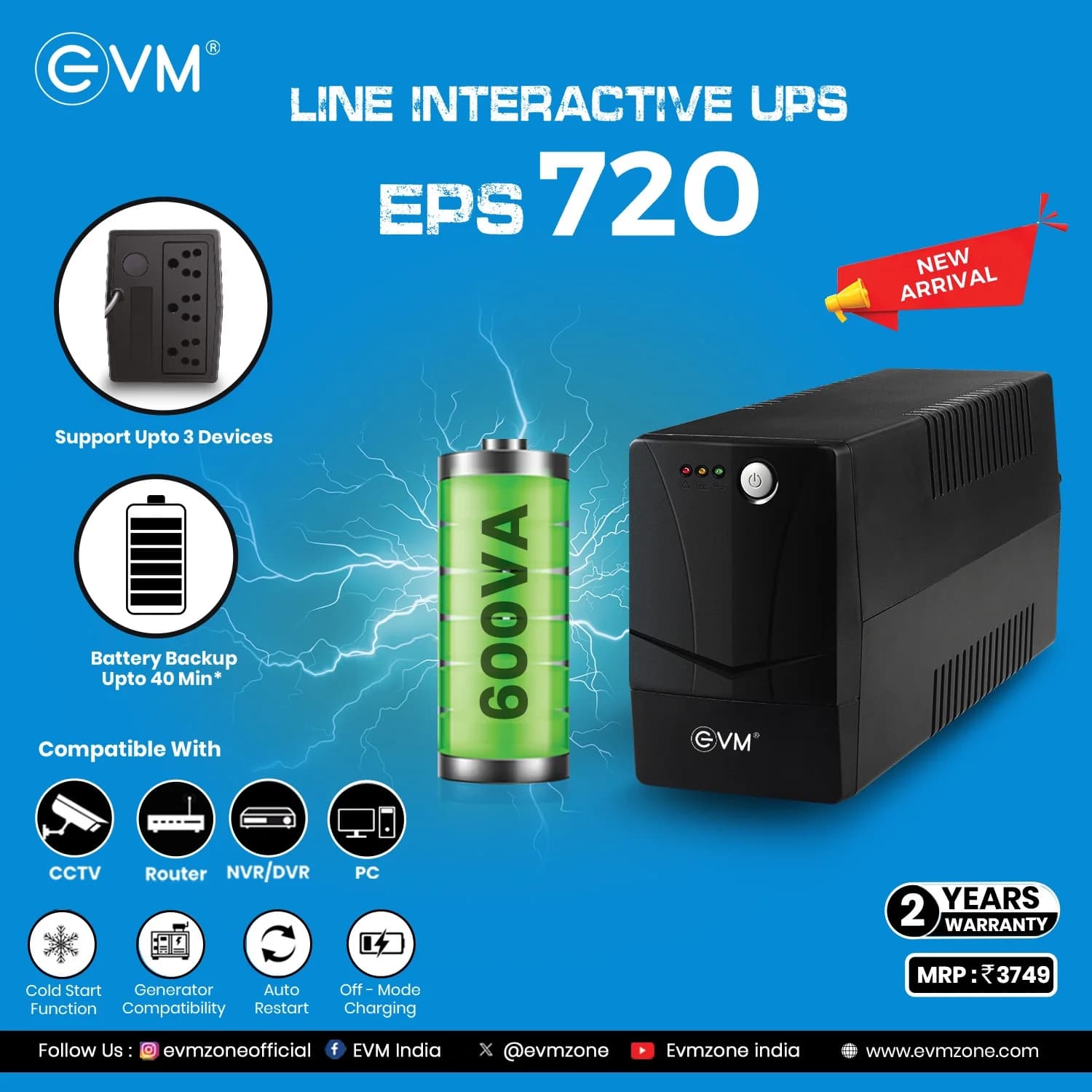EVM Line Interactive Ups Eps720